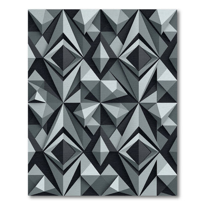 Modern Monochrome Geometric Diamond Sculpture Rug