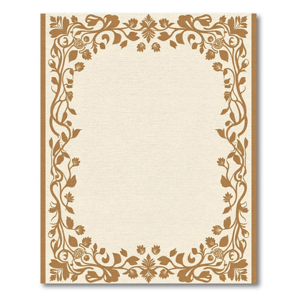Golden Floral Vine Border Rug