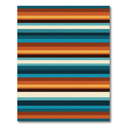 Retro Multicolored Earth Tone Striped Rug