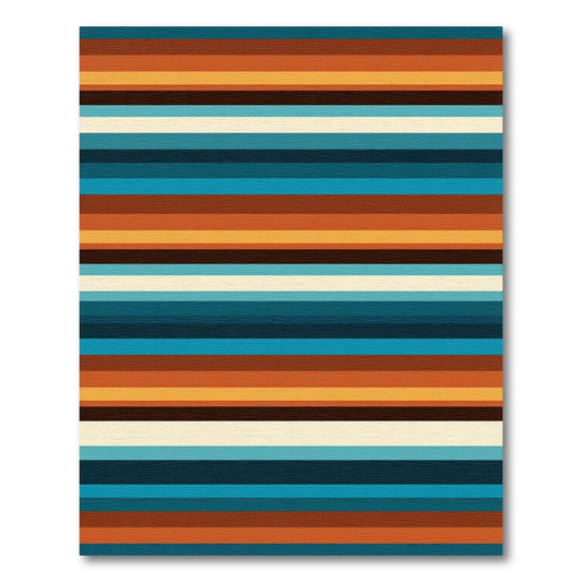 Retro Multicolored Earth Tone Striped Rug