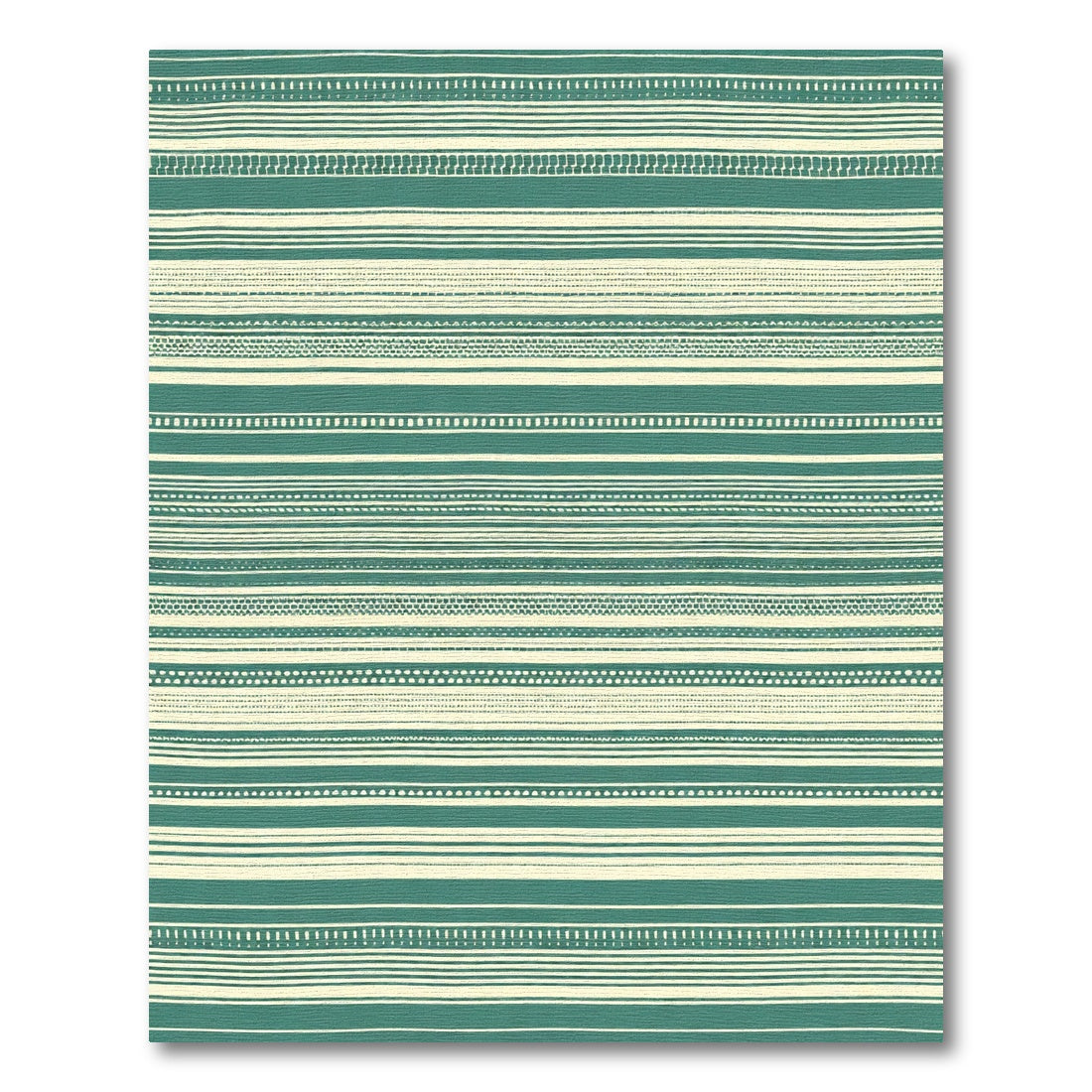 Teal Ivory Organic Stripe Texture Rug