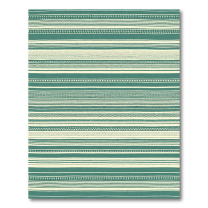 Teal Ivory Organic Stripe Texture Rug