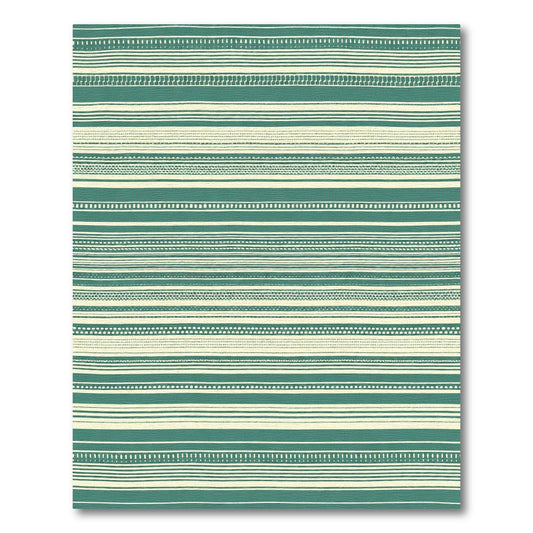 Teal Ivory Organic Stripe Texture Rug