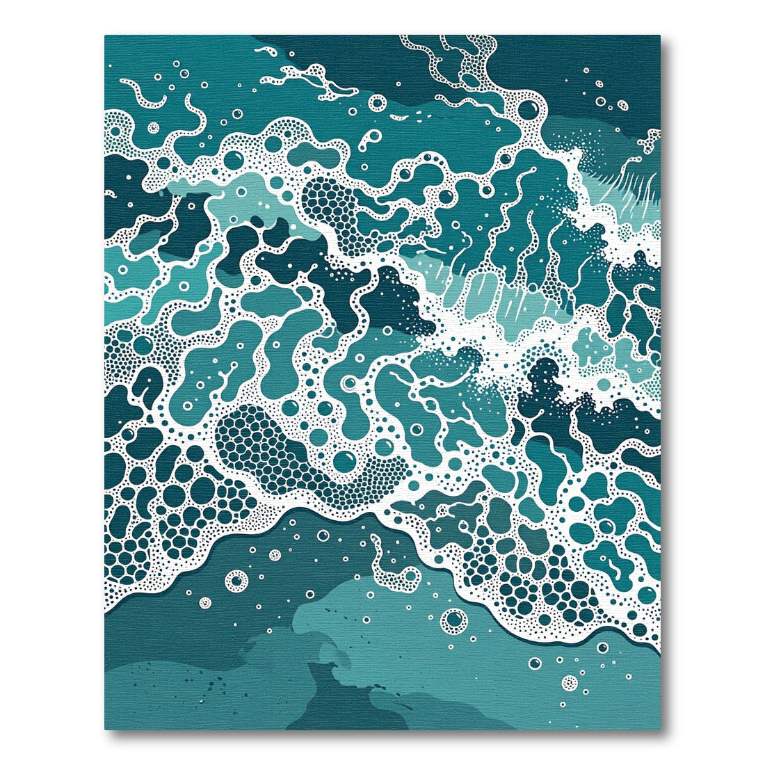 Abstract Teal Oceanic Foam Ripples Rug