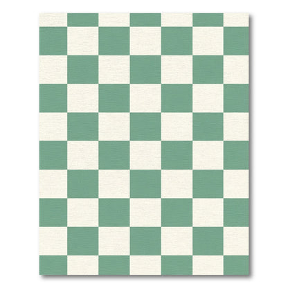 Classic Green and Cream Checkerboard Rug