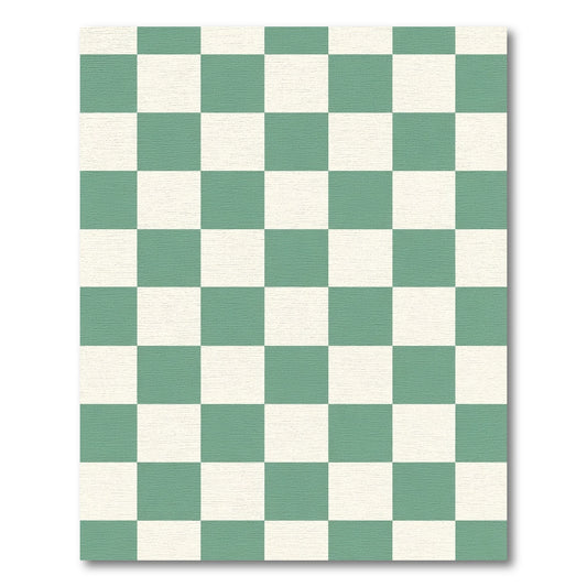 Classic Green and Cream Checkerboard Rug