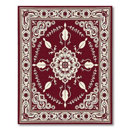 Crimson Floral Medallion Arabesque Rug