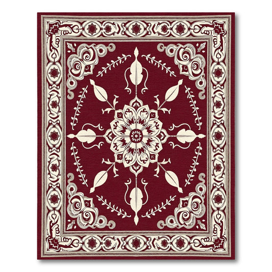 Crimson Floral Medallion Arabesque Rug
