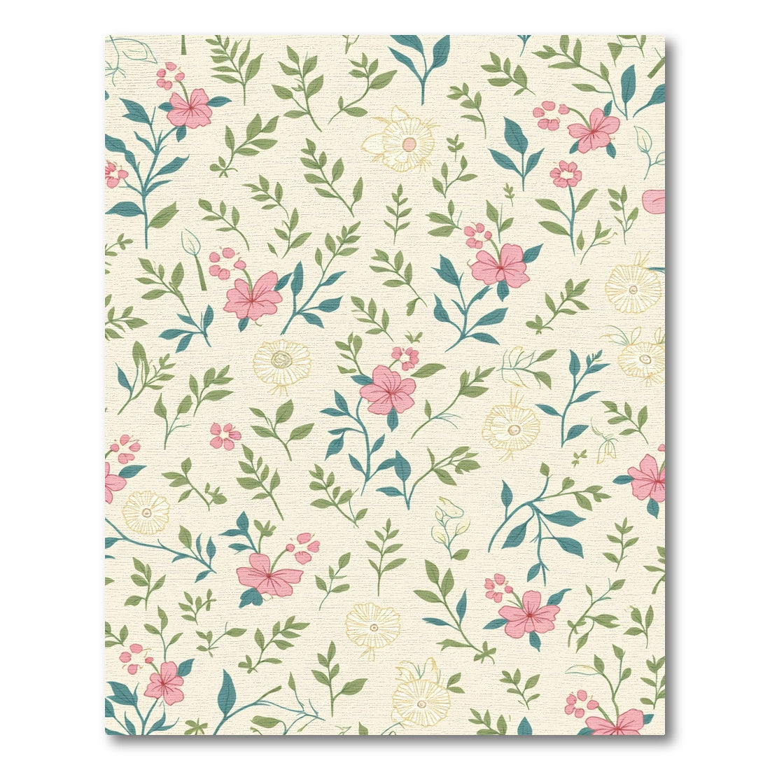 Light Cream Pink Floral Botanical Sprigs Rug