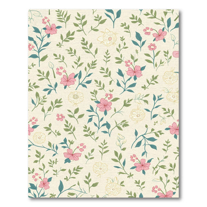 Light Cream Pink Floral Botanical Sprigs Rug