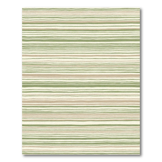 Earthy Green and Tan Stripe Rug