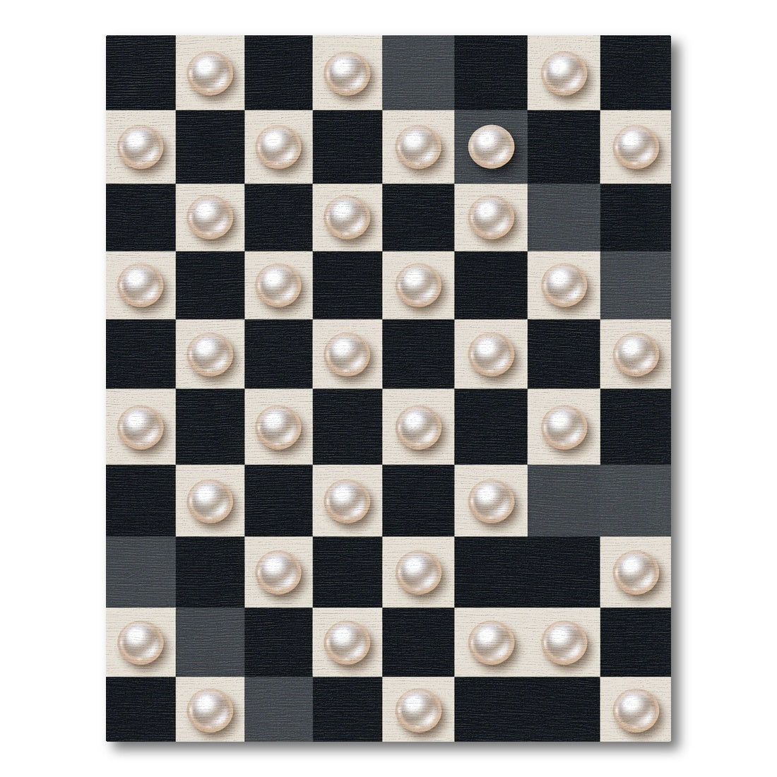 Monochromatic Checkered Pearl Sphere Art Rug