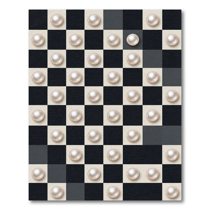 Monochromatic Checkered Pearl Sphere Art Rug