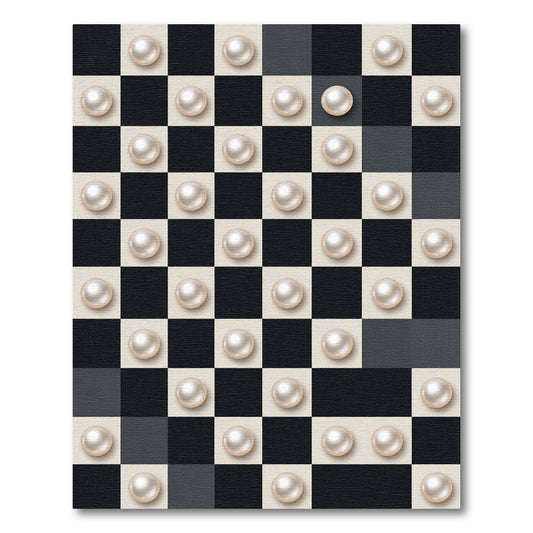 Monochromatic Checkered Pearl Sphere Art Rug