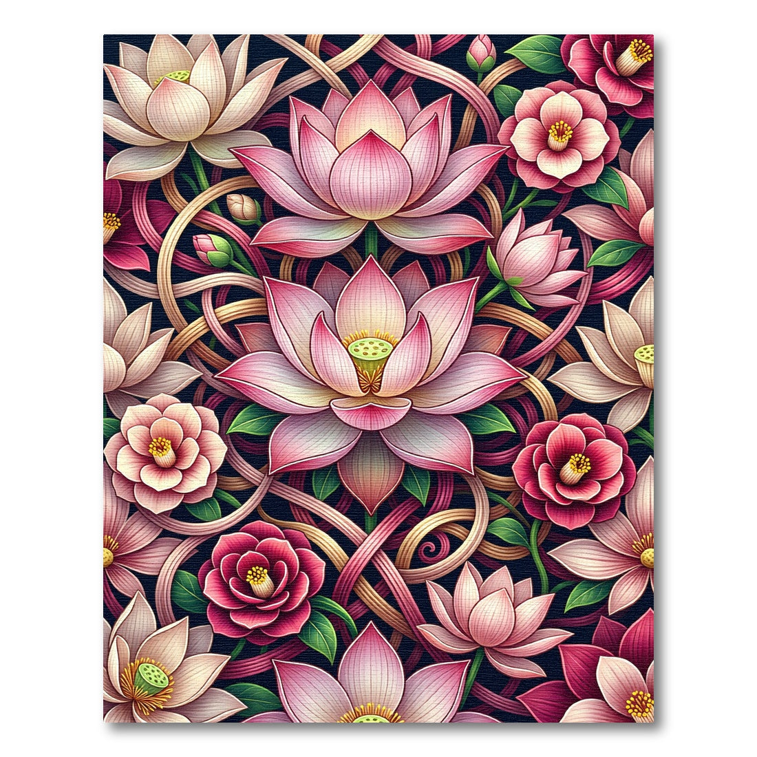 Pink Lotus Floral Intertwined Rug