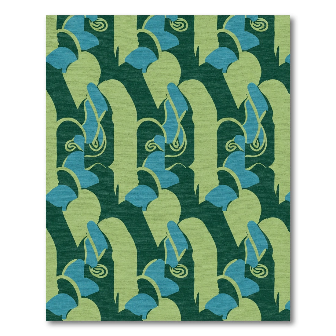 Emerald Teal Swirl Scroll Composition Rug