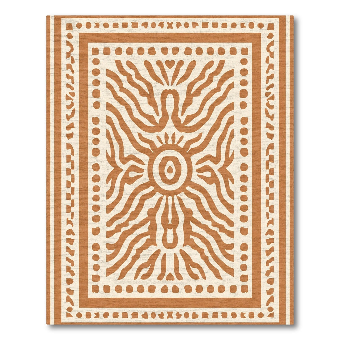 Terracotta Sunburst Stripe Frame Rug