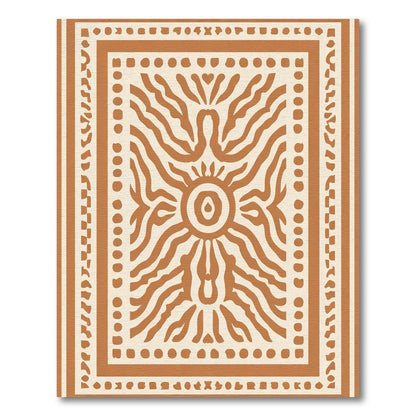 Terracotta Sunburst Stripe Frame Rug