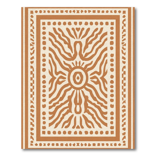 Terracotta Sunburst Stripe Frame Rug