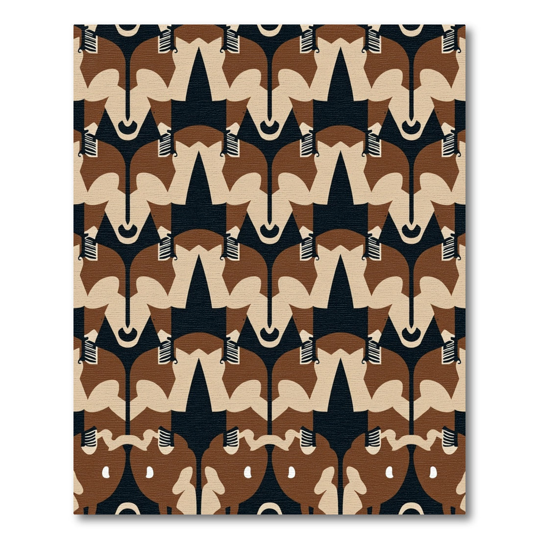 Brown Cream Abstract Geometric Animal Rug