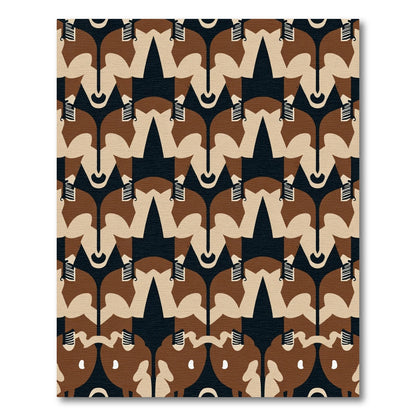 Brown Cream Abstract Geometric Animal Rug