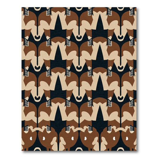 Brown Cream Abstract Geometric Animal Rug