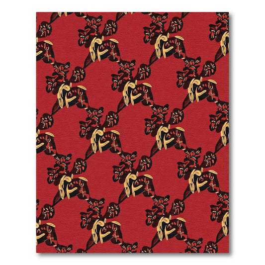 Red Gold Abstract Floral Lattice Rug