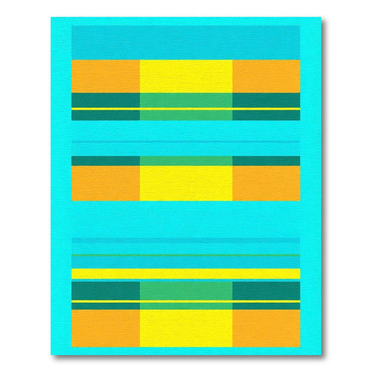 Bold Geometric Blocks Teal Orange Yellow Rug