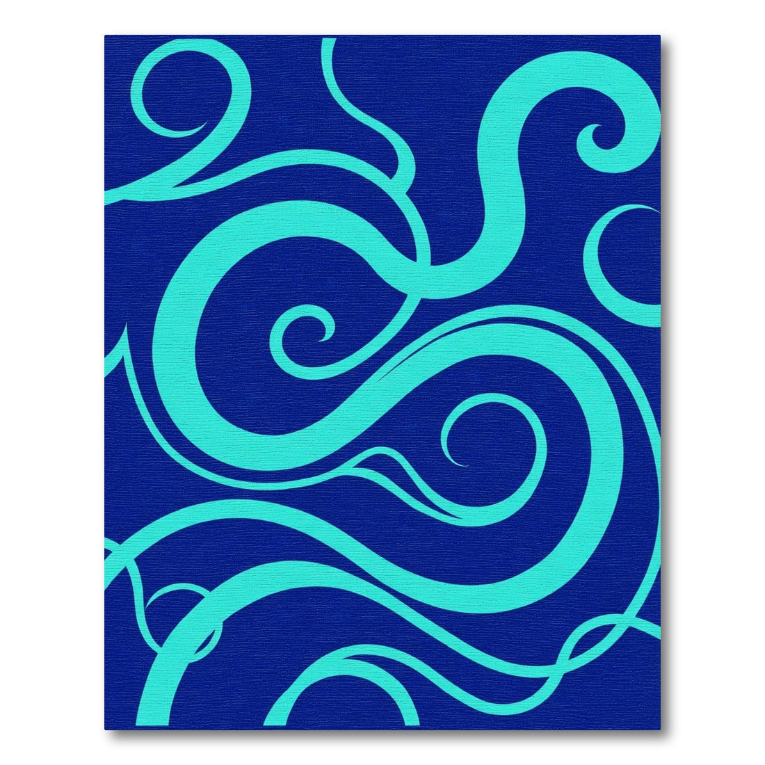 Aqua Swirls on Dark Blue Background Rug