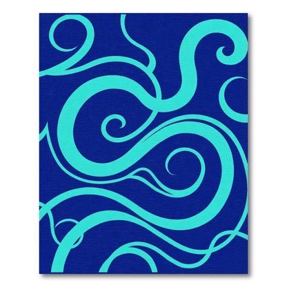 Aqua Swirls on Dark Blue Background Rug