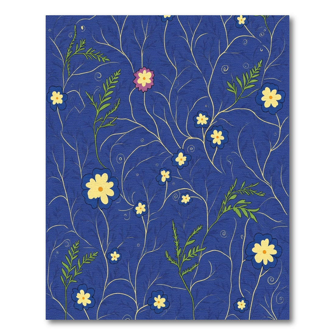 Sapphire Blue Floral Vine Tapestry Rug