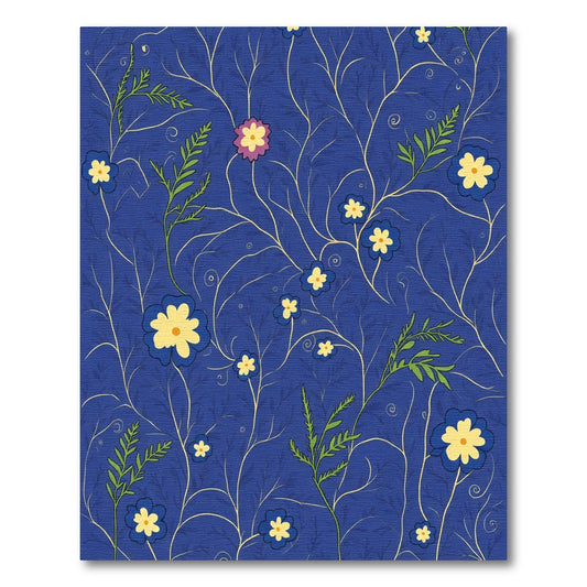 Sapphire Blue Floral Vine Tapestry Rug
