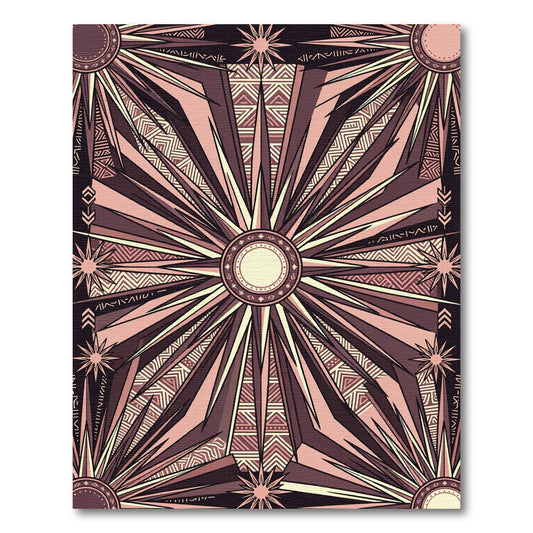 Celestial Geometric Sunburst Ochre Black Rug