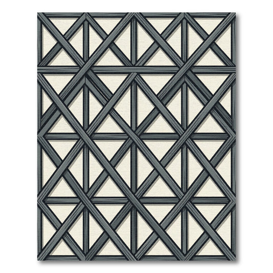Charcoal Lattice Trellis Geometric Rug