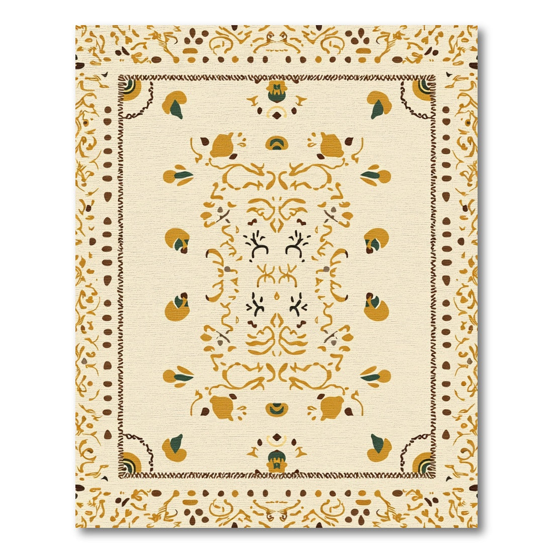 Golden Ochre Floral Mandala Rug