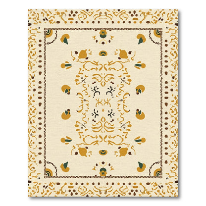 Golden Ochre Floral Mandala Rug