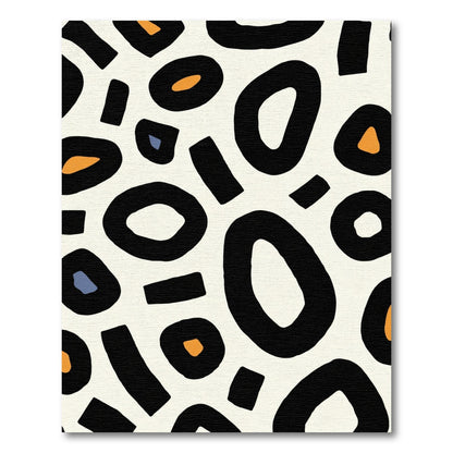 Abstract Black Orange Blue Blobs Rug