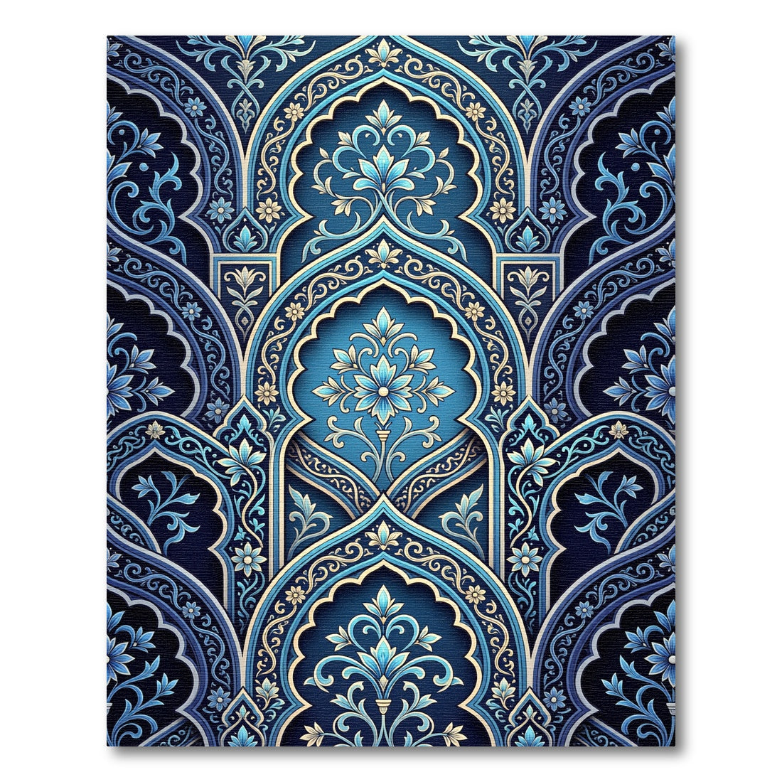 Deep Blue Orchid Arch Mandala Rug
