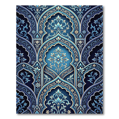 Deep Blue Orchid Arch Mandala Rug