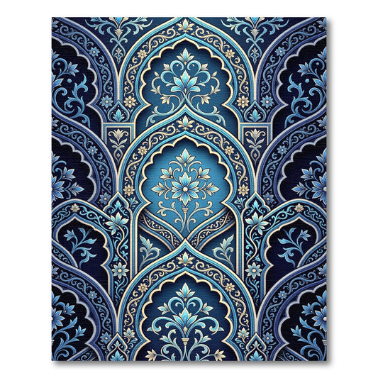 Deep Blue Orchid Arch Mandala Rug