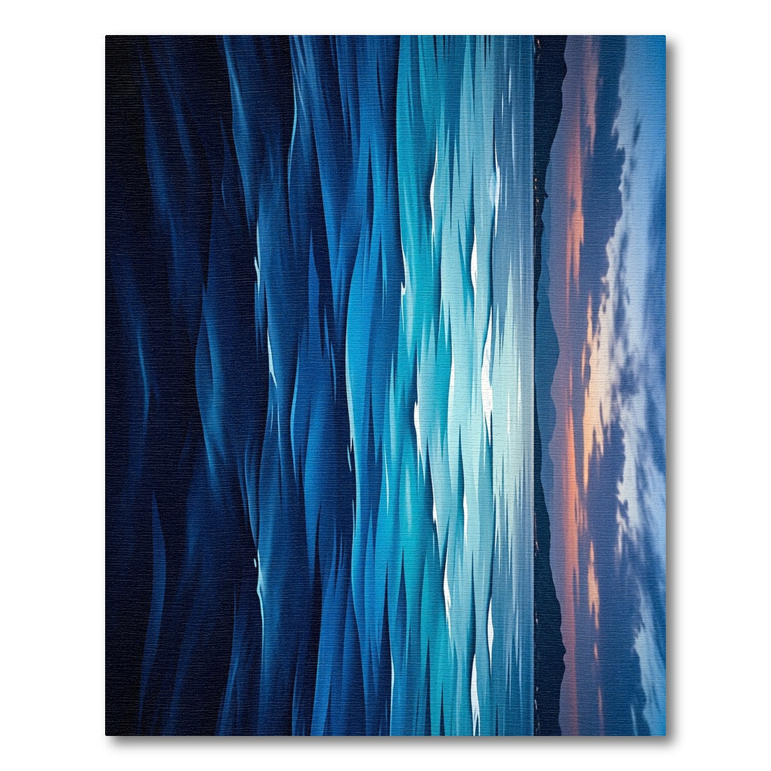Abstract Blue Ocean Horizon Waves Rug