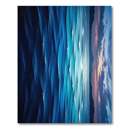 Abstract Blue Ocean Horizon Waves Rug