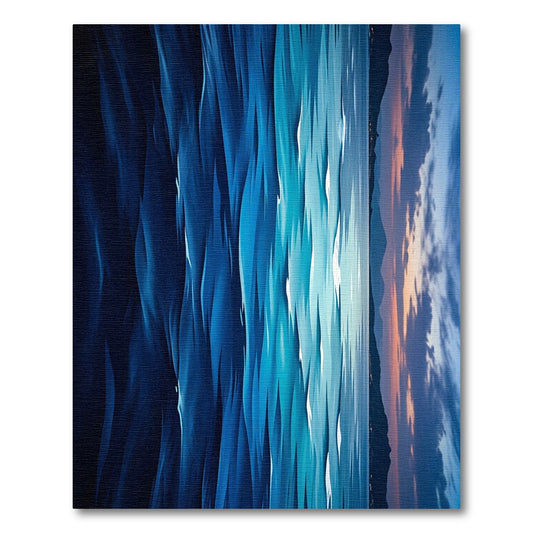 Abstract Blue Ocean Horizon Waves Rug