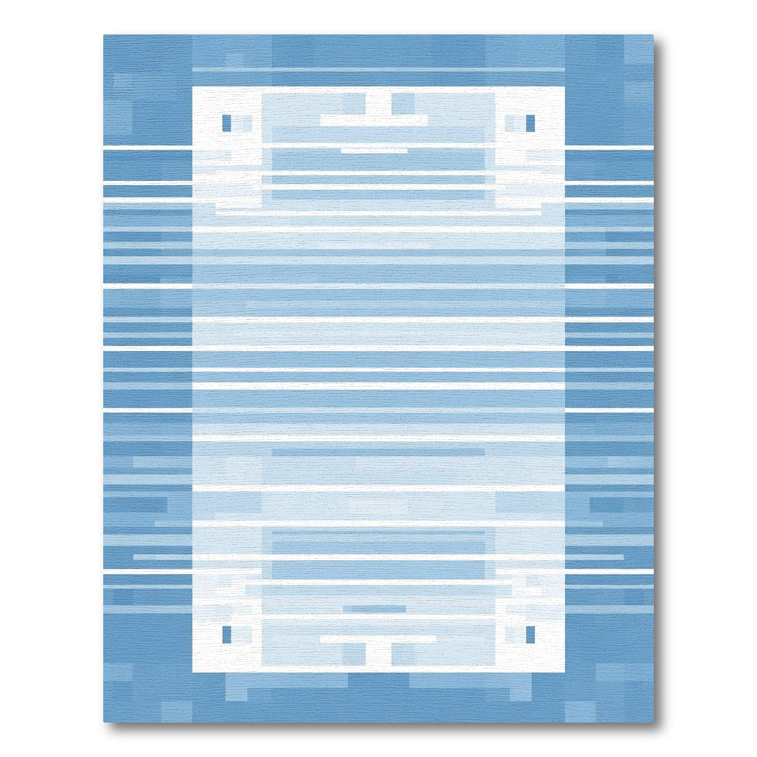 Arctic Blue Horizontal Stripe Frame Rug
