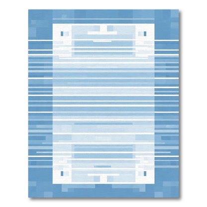 Arctic Blue Horizontal Stripe Frame Rug