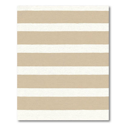 Earthy Taupe White Striped Rug