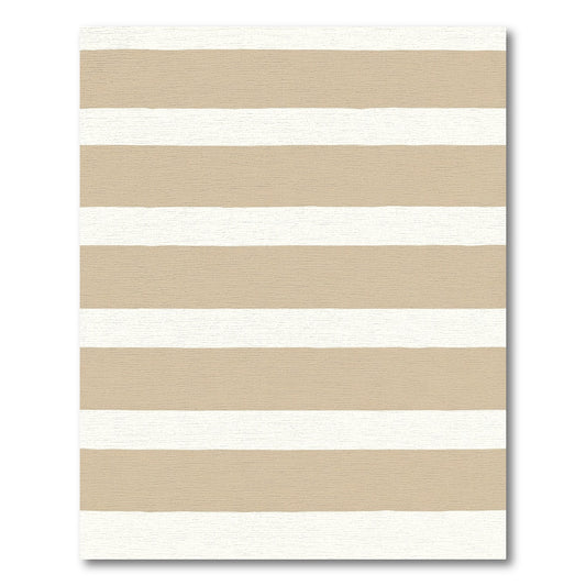 Earthy Taupe White Striped Rug
