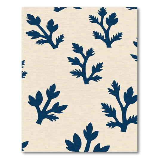 Deep Blue Botanical Silhouette Rug
