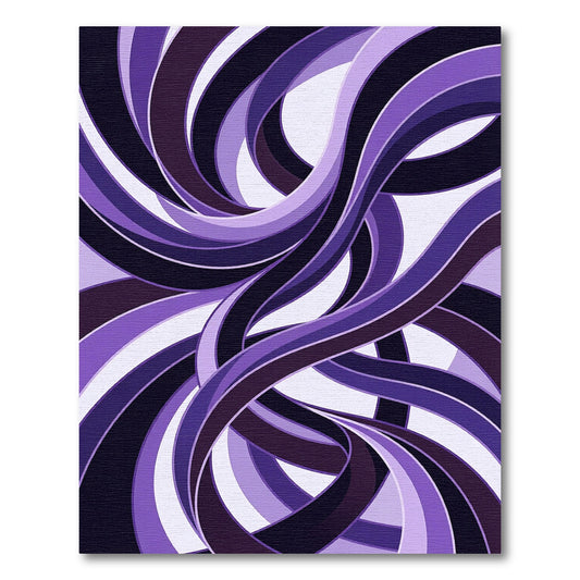 Modern Abstract Purple Flowing Wave Rug