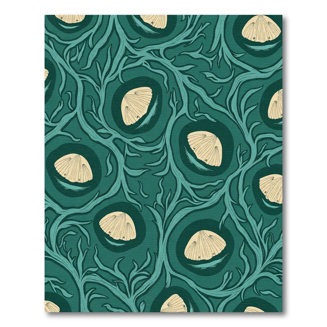 Emerald Green Scallop Vine Art Nouveau Rug